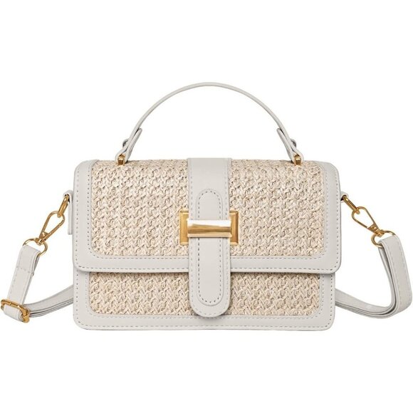 Women Straw Clutch Bag Woven Beach Purse with Adjustable Strap Vacation Handbag main image 6